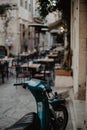 Scooter motorbike in old town of Rethimno Crete Greece