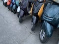 Scooter motorbikes row Royalty Free Stock Photo