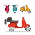 Scooter motorcycles set vector design