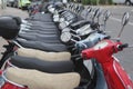 Scooter mototbikes row many in rent store Royalty Free Stock Photo