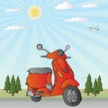 Scooter Parked Illustration