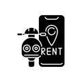 Scooter rental black glyph icon