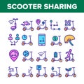 Scooter Sharing Rent Service Icons Set Vector