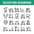 Scooter Sharing Rent Service Icons Set Vector