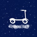 Scooter, sport, walk, active lifestyle, transportation. Banner, illustration with dark blue color background.  New concept Royalty Free Stock Photo