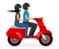 Scooter taxi flat vector illustration