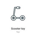 Scooter toy outline vector icon. Thin line black scooter toy icon, flat vector simple element illustration from editable toys