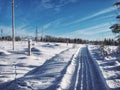 Scooter track in a Lapland winter landscape