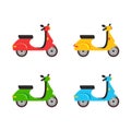Scooter transport flat icons set. Set of vector modern scooters and colorful style Royalty Free Stock Photo