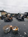 Scooters in parking lot, Central Java, Indonesia Royalty Free Stock Photo