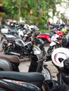 Scooters parking in the seaport of Sanur Royalty Free Stock Photo