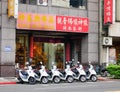 Scooters on street in Taipei
