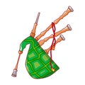 Scootish bagpipe icon, cartoon style