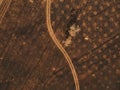 Scorched earth top view. Photo from a drone Royalty Free Stock Photo