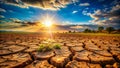 Scorching Heat Exacerbates Drought in Devastated Field Cracked Earth and the Urgent Need for Climate Action Royalty Free Stock Photo