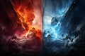 Scorching Hot fire cold ice. Warm light energy Royalty Free Stock Photo