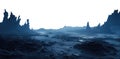 a winter cold alien landscape. transparent PNG background. fantasy landscape.