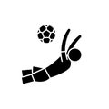 Score a goal in football black icon, vector sign on isolated background. Score a goal in football concept symbol Royalty Free Stock Photo