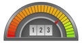 Score indicator icon. Half circle color gauge