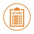 Score, scorecard icon. Orange vector sketch.