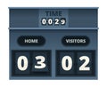Scoreboard. Mechanical counter with flipping numbers soccer sport electronic time panel vector template