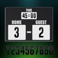 Scoreboard Stadium electronic sports display, Soccer Match time countdown. Vector Royalty Free Stock Photo