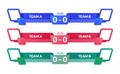 Scoreboard versus team A vs team B for sport lower third with time and result duel battle