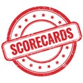 SCORECARDS text on red grungy round rubber stamp