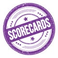 SCORECARDS text on violet indigo round grungy stamp