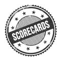 SCORECARDS text written on black grungy round stamp