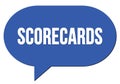 SCORECARDS text written in a blue speech bubble