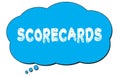 SCORECARDS text written on a blue thought bubble