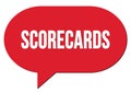 SCORECARDS text written in a red speech bubble