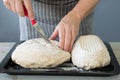 Scoring bread dough