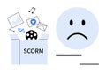 SCORM Concept with Content Box and Sad Face ation of E-learning Challenges Royalty Free Stock Photo