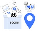 SCORM eLearning Content Concept with Multimedia, Course Delivery, and Online Interaction Tools Royalty Free Stock Photo