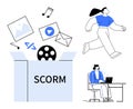 SCORM Concept with Digital Content Icons and E-Learning Elements for Online Education Royalty Free Stock Photo