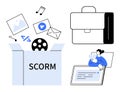 SCORM eLearning Concept With Digital Content, Online Learning Management System, and Educational Technology Royalty Free Stock Photo