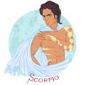 Scorpio as a beautiful man with swarthy skin