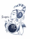 The Scorpio astrological sign as a beautiful girl. Horoscope. Astrology. Vector