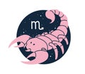 Scorpio, astrological zodiac sign. Scorpion, horoscope symbol, star sky. Scorpius constellation, esoteric celestial