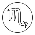 Scorpio black line icon. Zodiac sign. Astrology and horoscope. Predictions and human character. Element water. Ruler Pluto. UI UX