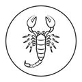 Scorpio black line icon. Zodiac sign. Astrology and horoscope. Predictions and human character. Element water. Ruler Pluto. UI UX