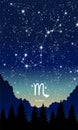 Scorpio constellation in the night sky, zodiac sign, horoscope app, mountain landscape vertical template for stories Royalty Free Stock Photo