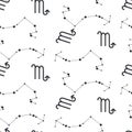 Scorpio constellation seamless vector pattern.