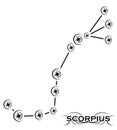 Scorpio, constellation, tattoo, black and white, isolated.