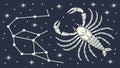 Scorpio constellation and zodiac symbol, cosmic seamless pattern, vector design Generative AI Royalty Free Stock Photo