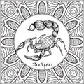 Decorative zodiac sign on pattern background. Royalty Free Stock Photo