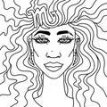 Scorpio girl portrait. Adult coloring. Zodiac sign. Vector illustration.