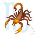 Scorpio horoscope sign in twelve zodiac, graphic of wireframe scorpion Royalty Free Stock Photo